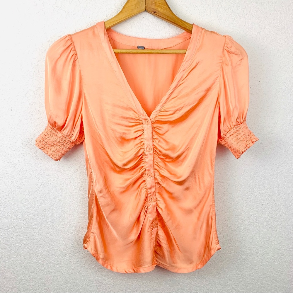 Young Fabulous & Broke Rouched Short Sleeve Blouse